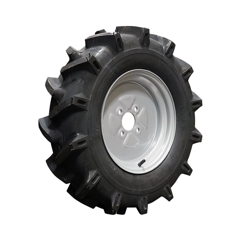 pneu + roue 6.00-12 4.00Bx12H2 ET0 60/100/4 métal V-8803 gris argent