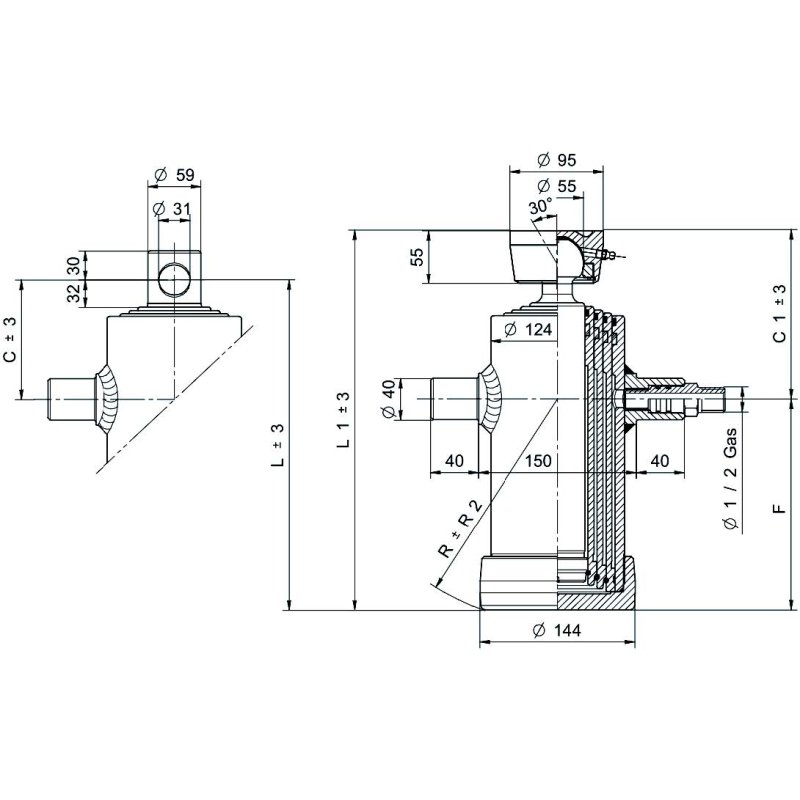 vérins téléscopiques 10ton moyeux 1190mm à 4 expansions tête soudable