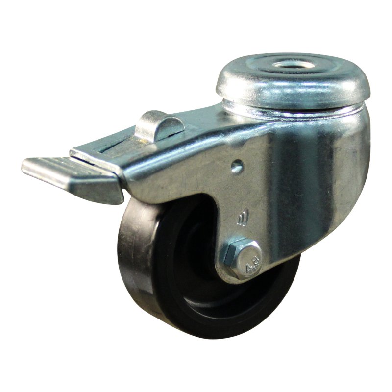 roulette pivotante avec frein 50mm serie 65 - 60 trou pour boulon palier lisse