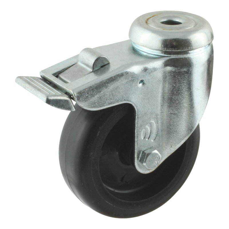 roulette pivotante avec frein 75mm serie 65 - 60 trou pour boulon palier lisse