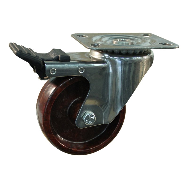 roulette pivotante avec frein 100mm serie 95 ᠆ 29 montage de la plaque palier lisse