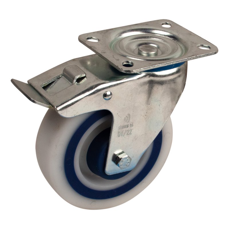 roulette pivotante avec frein 125mm série 09 ᠆ 15 montage de la plaque roulement à rouleaux