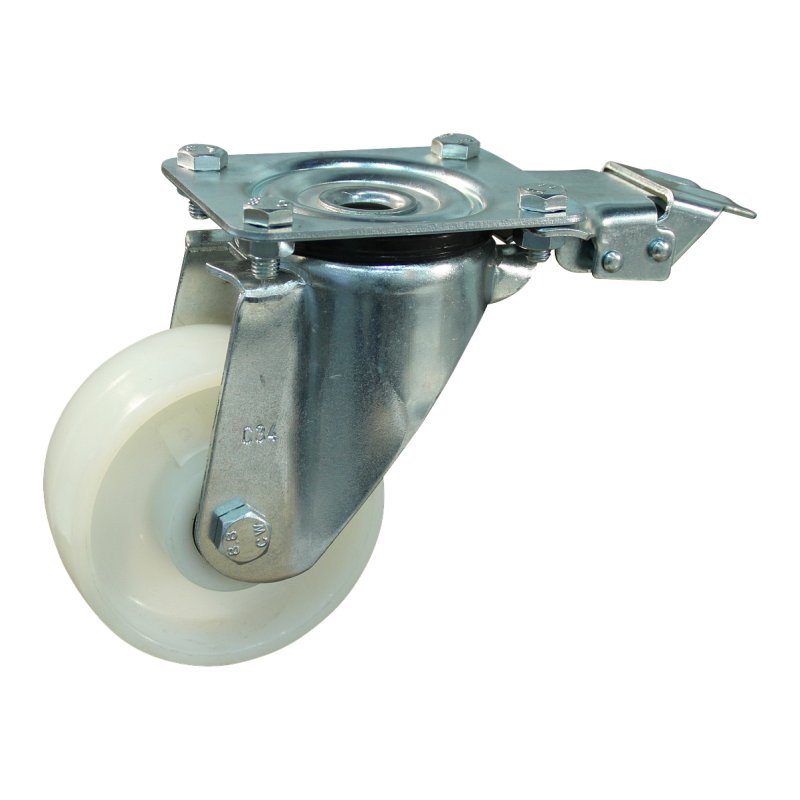 roulette pivotante 200mm serie 34 ᠆ 11 plaatbevestiging met uitsparing richtingvastzetter roulement à rouleaux