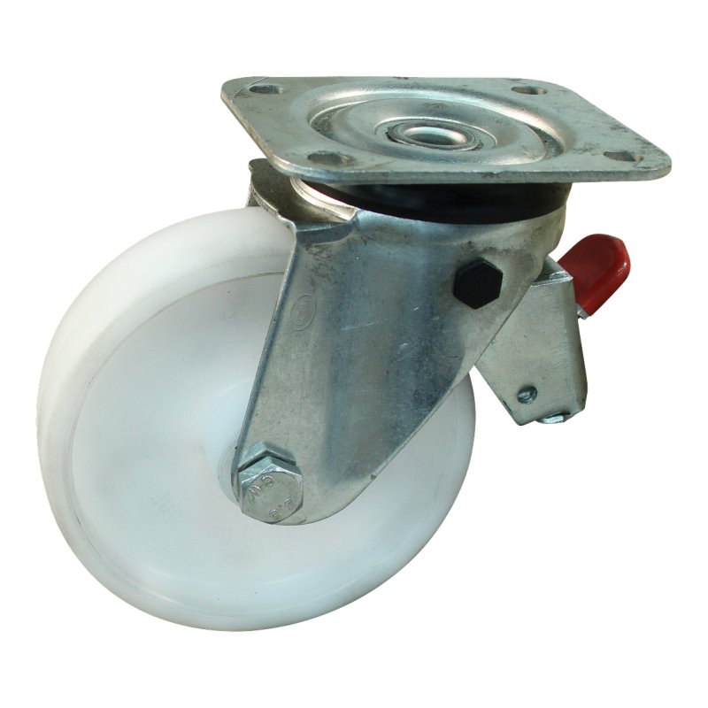 roulette pivotante avec frein 100mm serie 34 ᠆ 11 montage de la plaque palier lisse