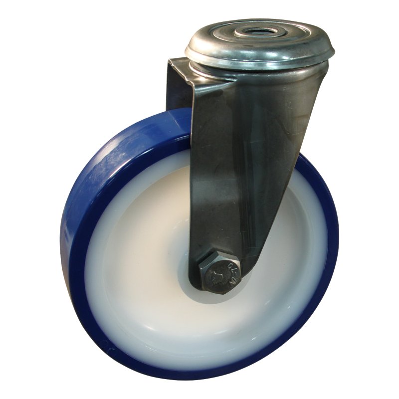 roulette pivotante 100mm série 27 ᠆ 30 trou pour boulon Roulement à billes en inox