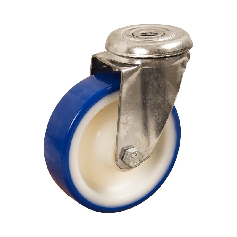 roulette pivotante 100mm série 27 ᠆ 30 trou pour boulon roulement à aiguilles éxécution inox