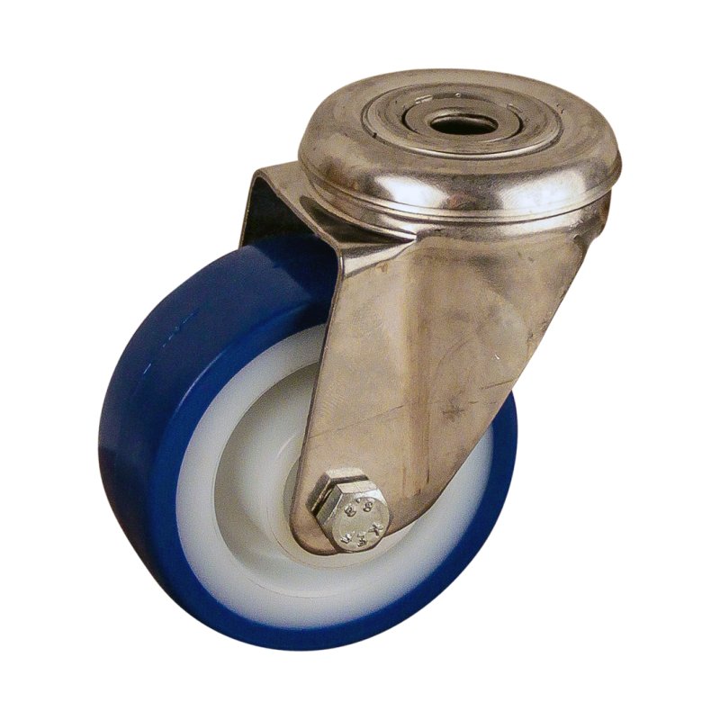 roulette pivotante 80mm série 27 ᠆ 30 trou pour boulon roulement à aiguilles éxécution inox
