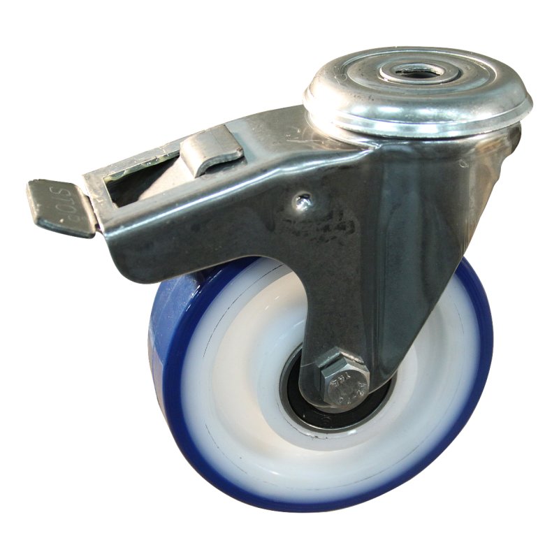 roulette pivotante avec frein 125mm série 27 ᠆ 30 trou pour boulon Roulement à billes en inox