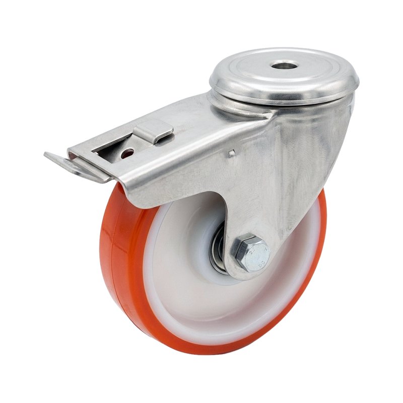 roulette pivotante avec frein 150mm série 27 ᠆ 30 trou pour boulon Roulement à billes en inox