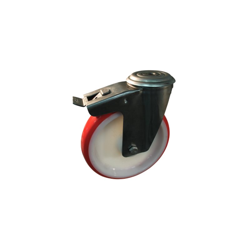 roulette pivotante avec frein 200mm série 27 ᠆ 30 trou pour boulon Roulement à billes en inox