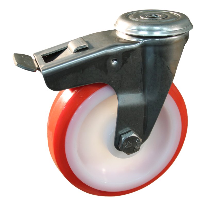 roulette pivotante avec frein 80mm série 27 ᠆ 30 trou pour boulon palier lisse