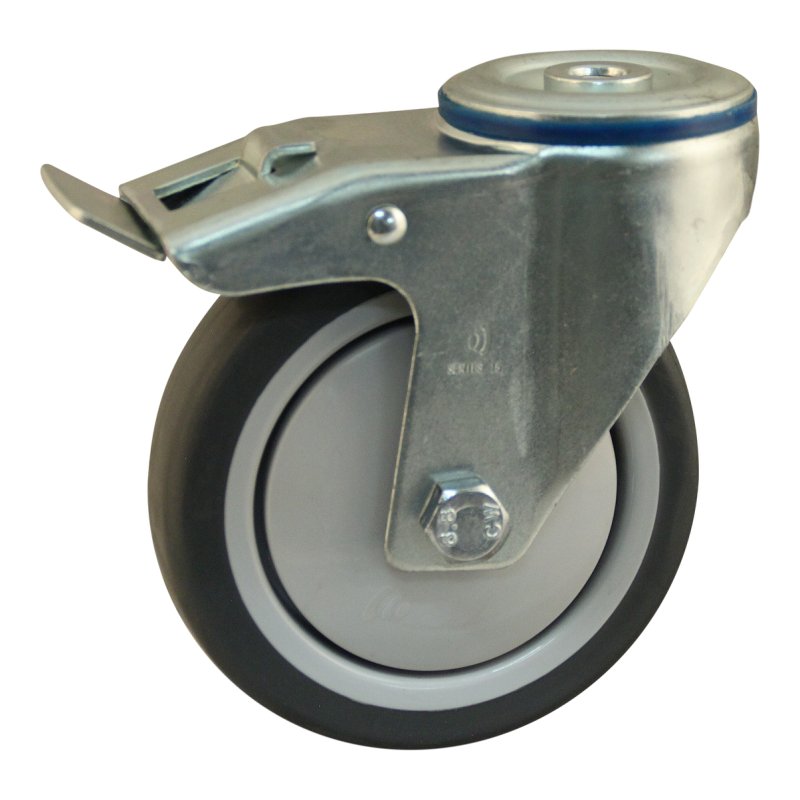 roulette pivotante avec frein 125mm serie 36 ᠆ 15 trou pour boulon roulement à billes