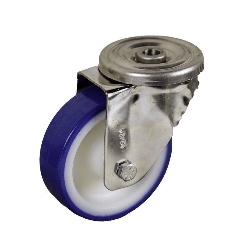roulette pivotante 100mm série 27 ᠆ 31 trou pour boulon roulement à aiguilles éxécution inox