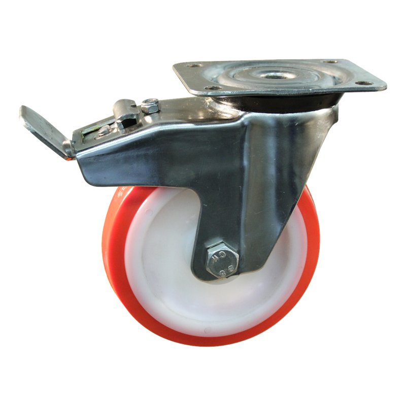 roulette pivotante avec frein 100mm série 27 ᠆ 31 montage de la plaque palier lisse