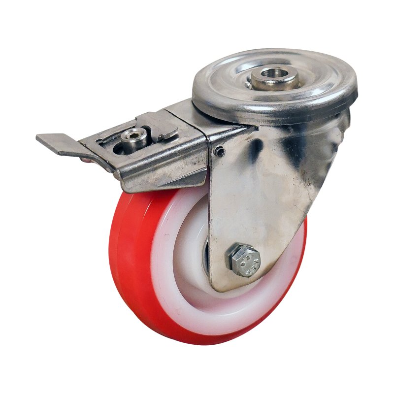 roulette pivotante avec frein 100mm série 27 ᠆ 31 trou pour boulon Roulement à billes en inox