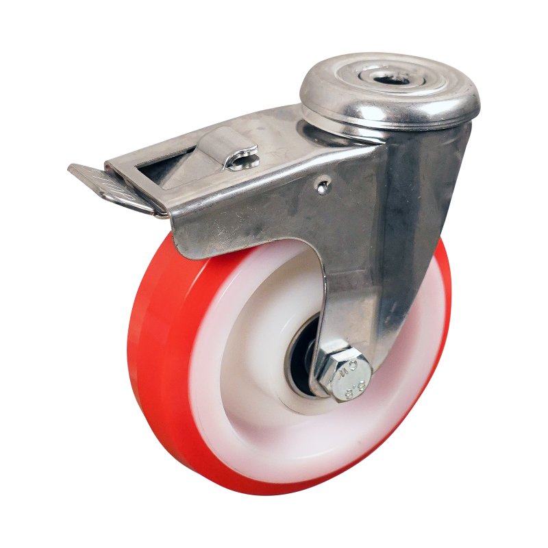roulette pivotante avec frein 125mm série 27 ᠆ 30 trou pour boulon Roulement à billes en inox