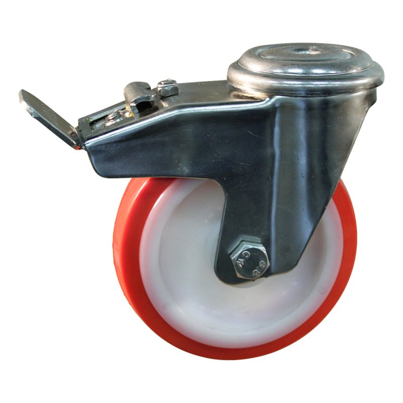 roulette pivotante avec frein 175mm série 27 ᠆ 31 trou pour boulon roulement à aiguilles éxécution inox