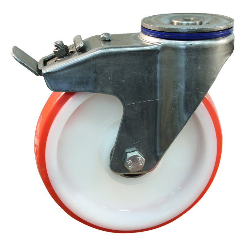 roulette pivotante avec frein 200mm série 27 ᠆ 31 trou pour boulon Roulement à billes en inox