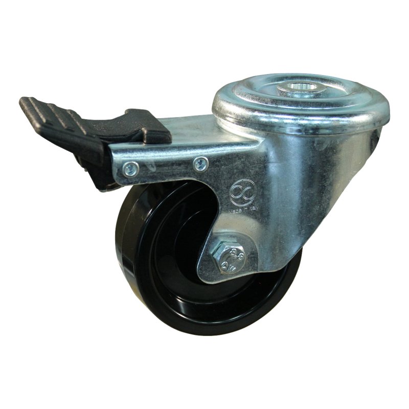 roulette pivotante avec frein 100mm serie 35 ᠆ 09 trou pour boulon palier lisse
