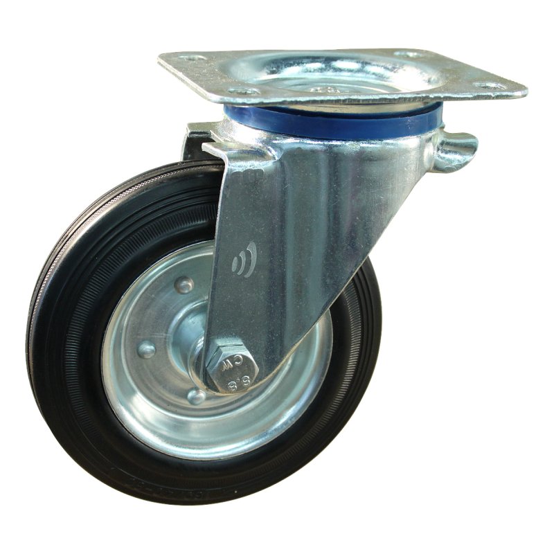 roulette pivotante 200mm série 02 ᠆ 12 plaatbevestiging met uitsparing richtingvastzetter palier lisse
