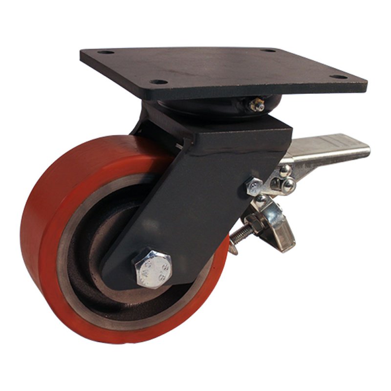 roulette pivotante avec frein 125mm série 28 ᠆ 46 montage de la plaque roulement à billes