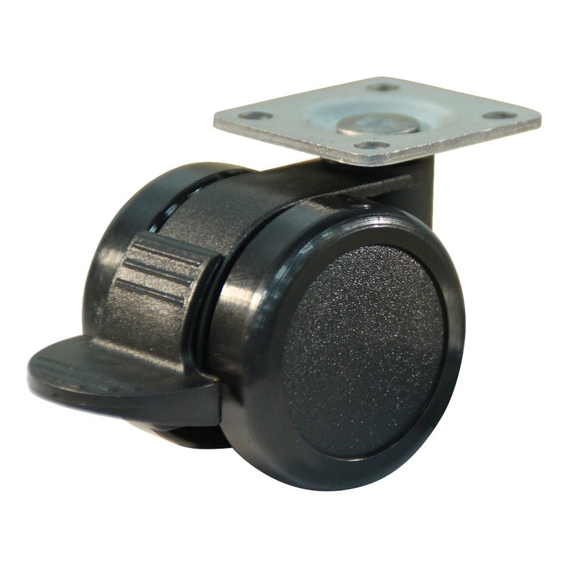 roulette pivotante avec frein 42mm série 65-73 montage de la plaque palier lisse