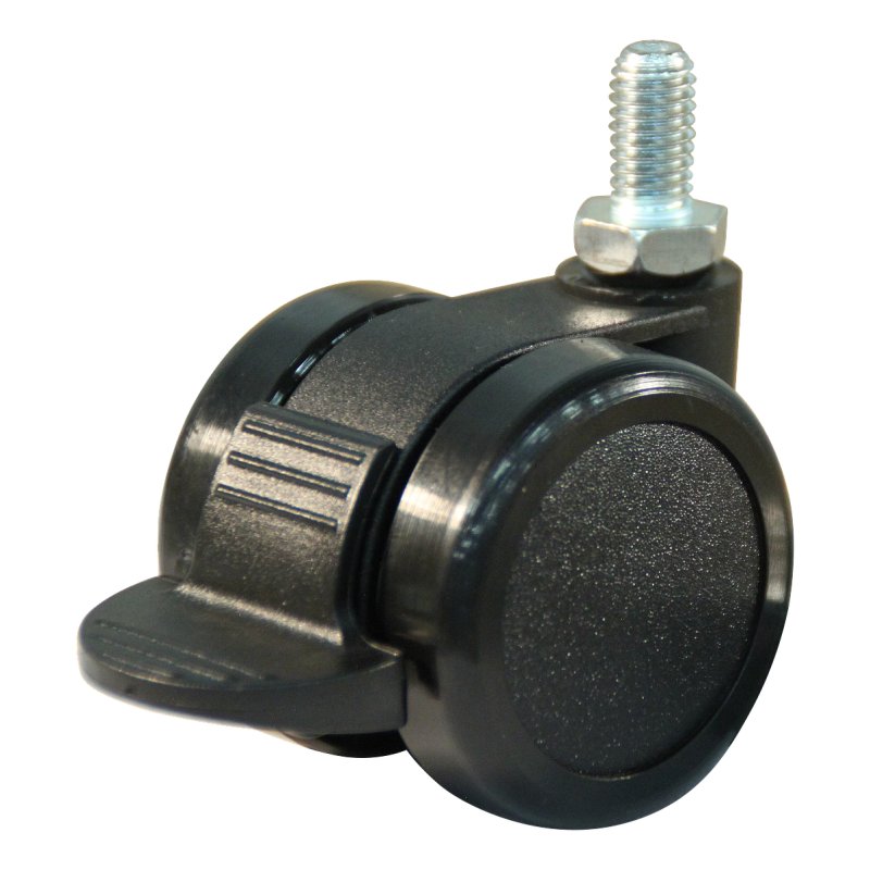 roulette pivotante avec frein 42mm série 65-73 draadstift M8 palier lisse