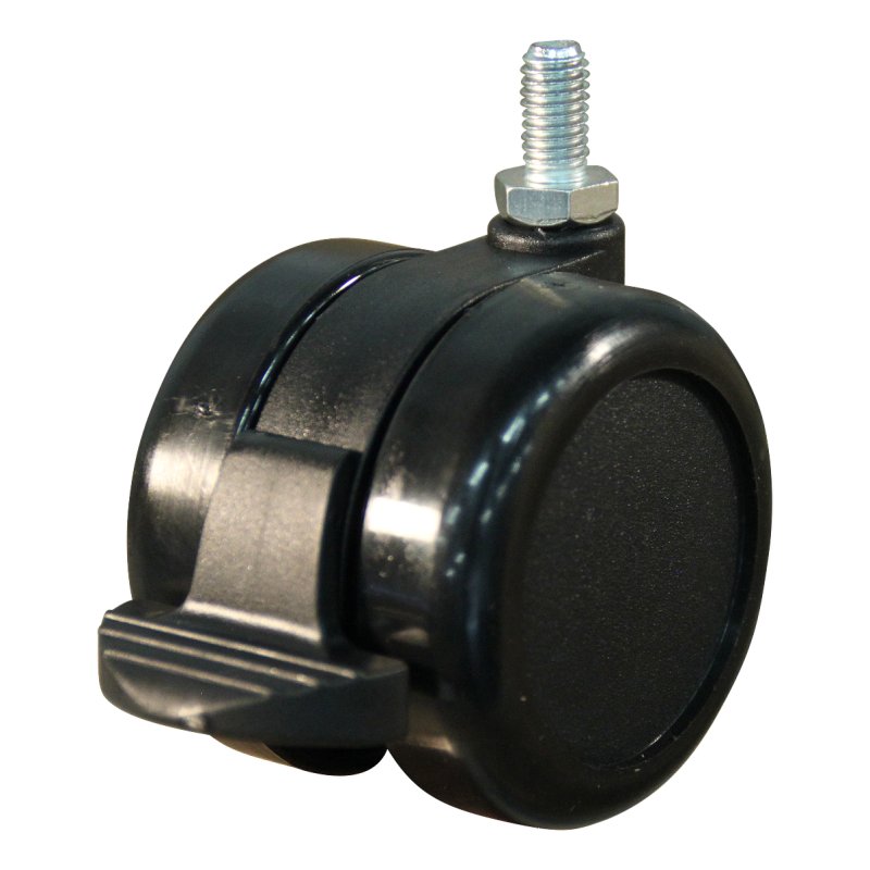 roulette pivotante avec frein 60mm série 65-73 draadstift M8 palier lisse