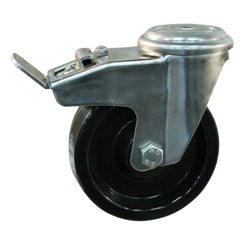 roulette pivotante avec frein 125mm serie 35 ᠆ 31 trou pour boulon palier lisse