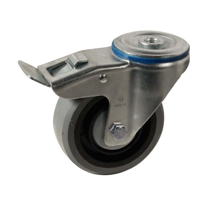 roulette pivotante avec frein 100mm série 14 ᠆ 15 trou pour boulon roulement à billes