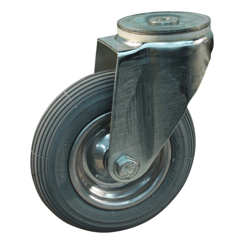 roulette pivotante 7x1 3/4 (175x45) 1.25x3.8 (200x50) ET0 NL60mm métal C-179 gris argent 15 trou pour boulon roulement à roule