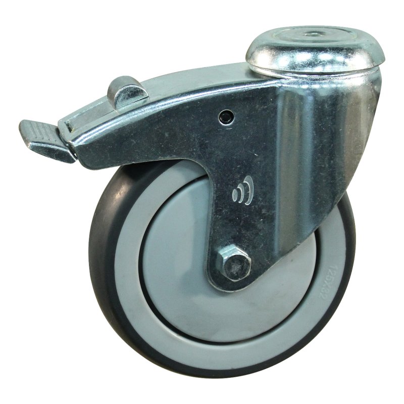 roulette pivotante avec frein 125mm série 69-61 trou pour boulon roulement à billes