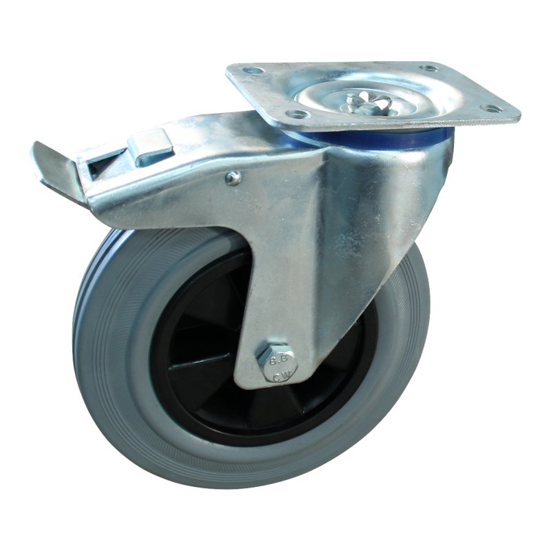 roulette pivotante avec frein 200mm serie 11 ᠆ 15 montage de la plaque palier lisse