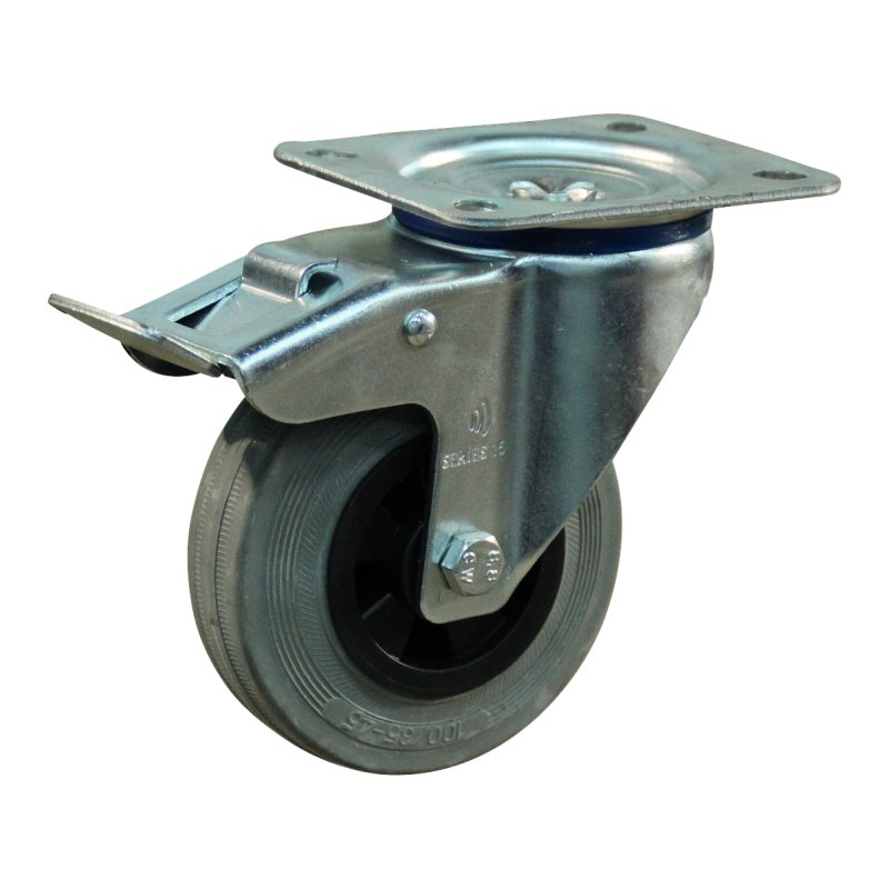 roulette pivotante avec frein 80mm serie 11 ᠆ 15 montage de la plaque palier lisse