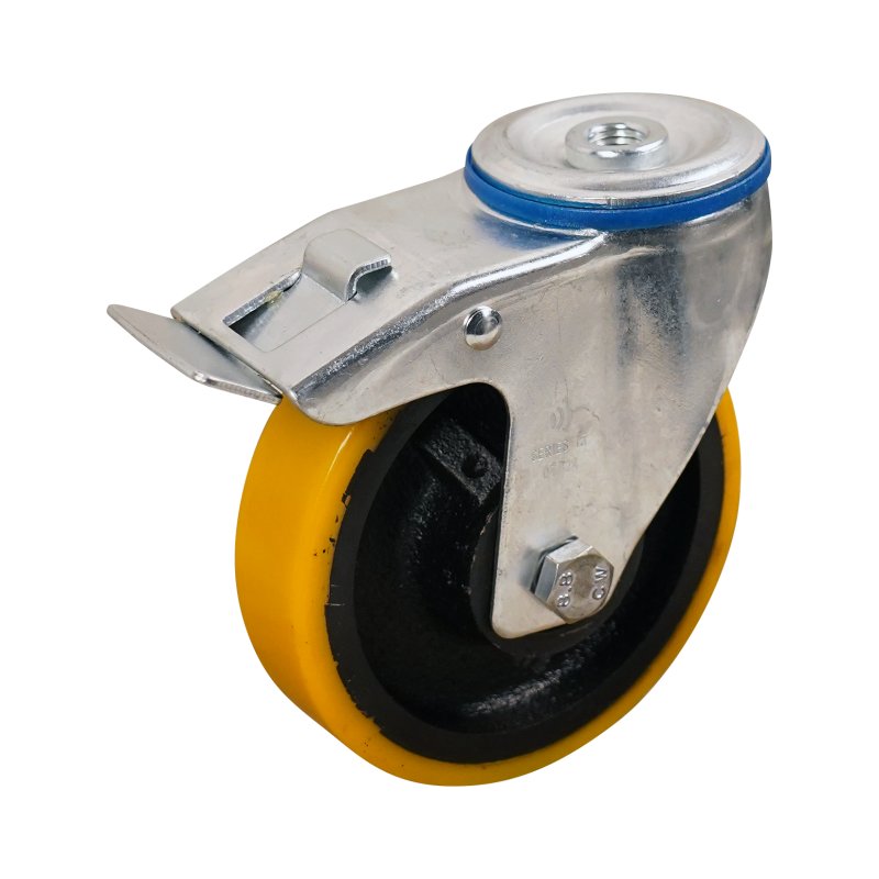 roulette pivotante avec frein 125mm série 28 ᠆ 15 trou pour boulon roulement à billes