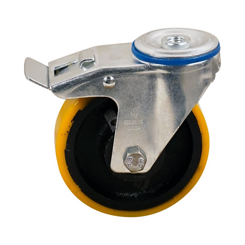roulette pivotante avec frein 125mm série 28 ᠆ 15 trou pour boulon roulement à billes