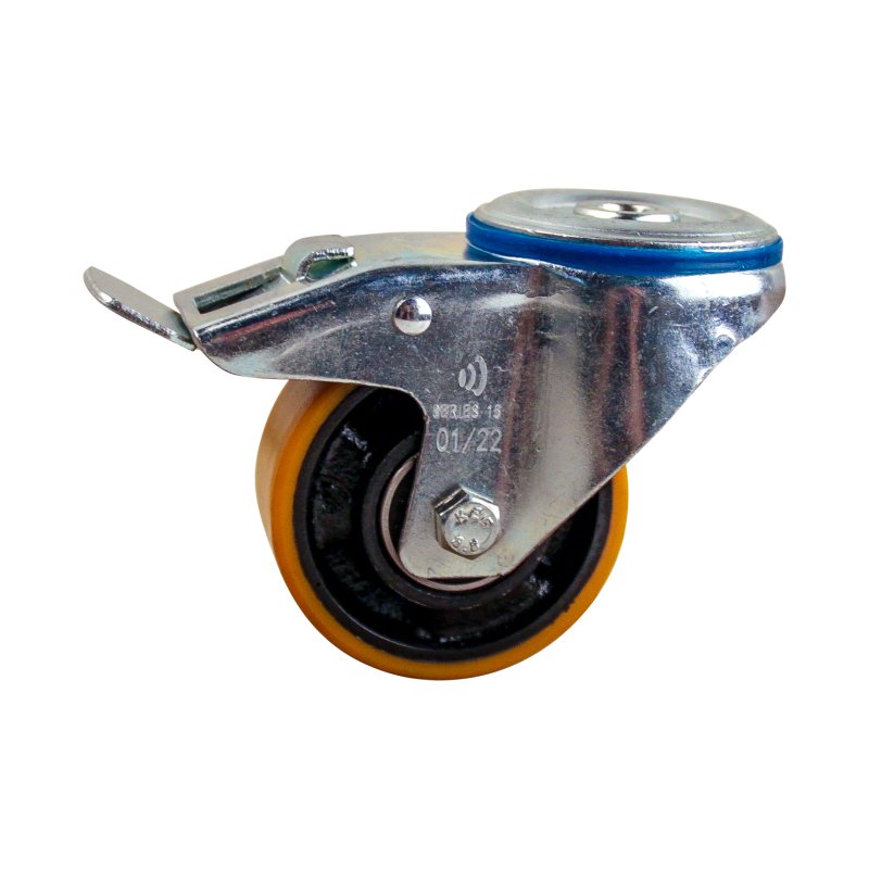 roulette pivotante avec frein 80mm série 28 ᠆ 15 trou pour boulon roulement à billes