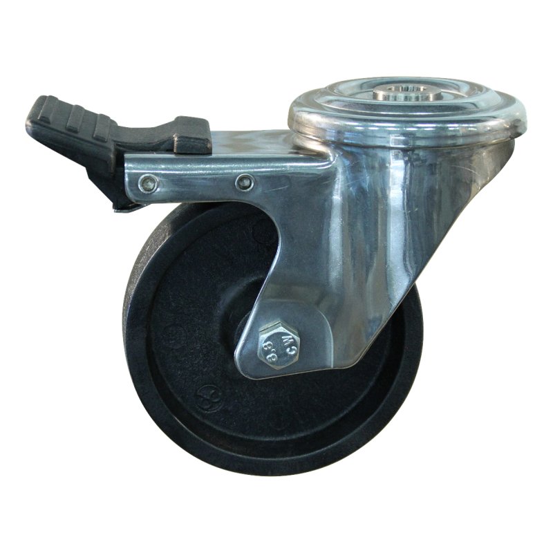 roulette pivotante avec frein 125mm serie 75 ᠆ 29 trou pour boulon palier lisse
