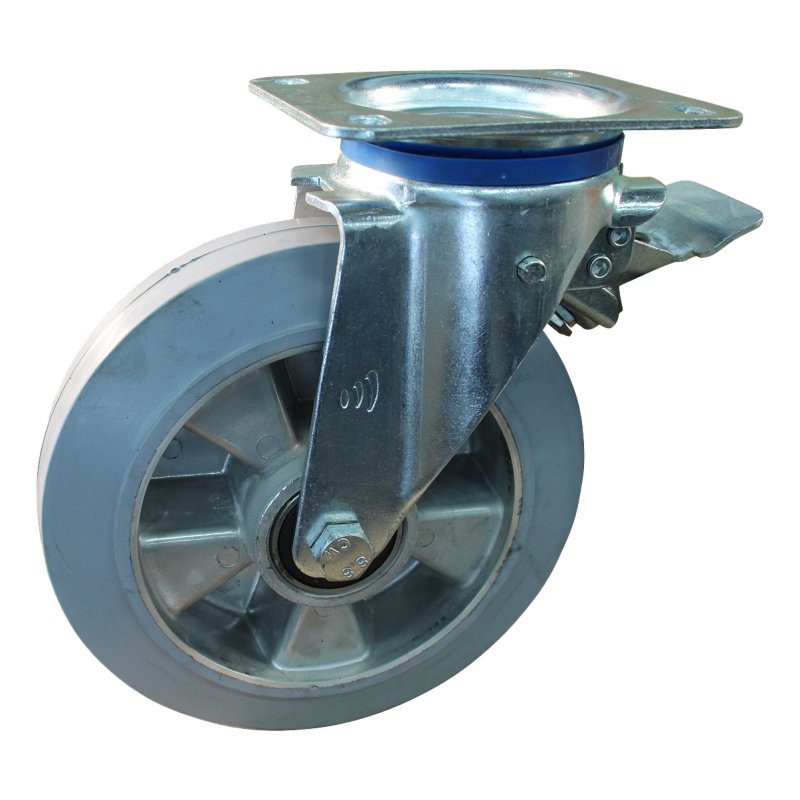 roulette pivotante avec frein 200mm serie 12 ᠆ 12 plaatbevestiging met uitsparing richtingvastzetter roulement à billes