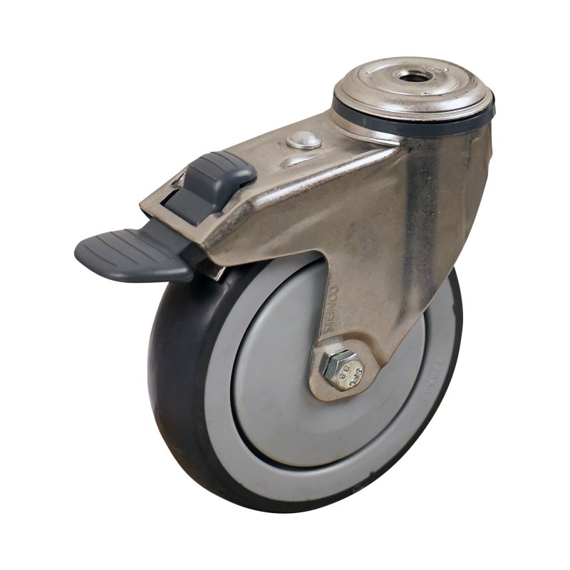 roulette pivotante avec frein 125mm serie 69 ᠆ 38 trou pour boulon roulement à billes