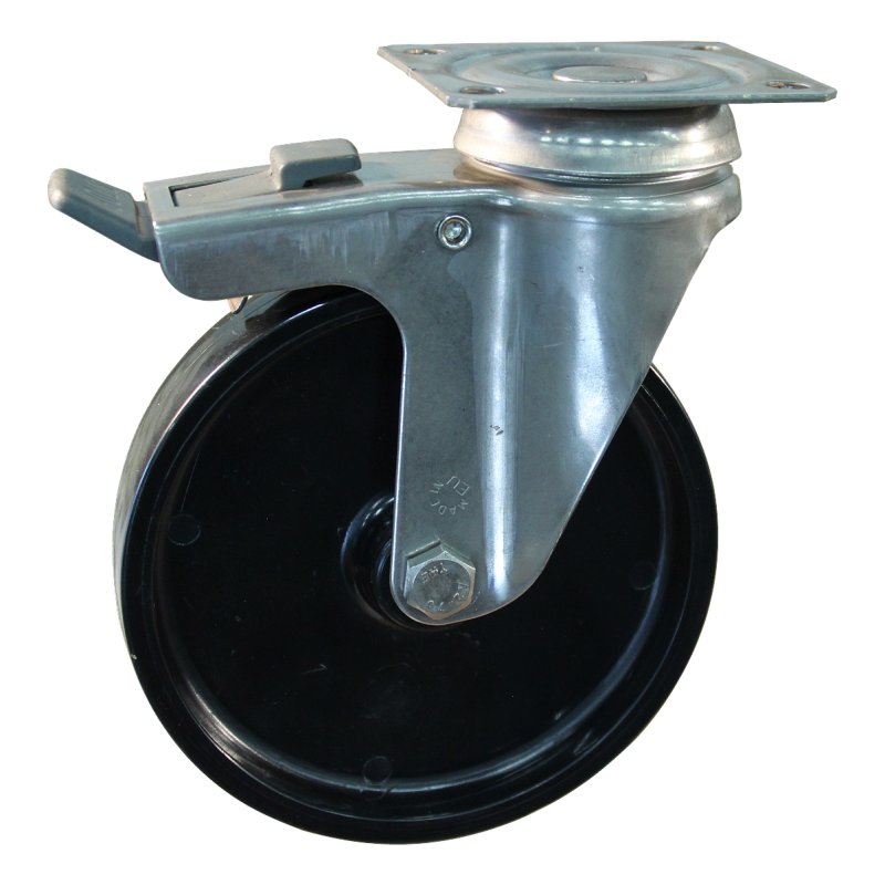 roulette pivotante avec frein 100mm serie 65 ᠆ 37 montage de la plaque palier lisse
