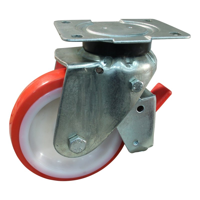 roulette pivotante avec frein 150mm série 27 ᠆ 14 montage de la plaque palier lisse