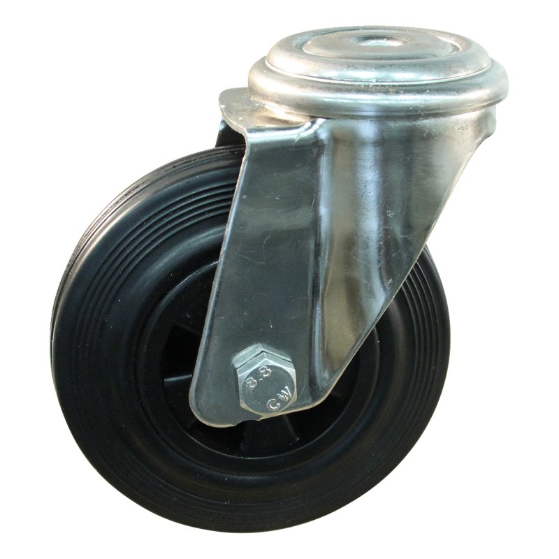 roulette pivotante 100mm série 01 ᠆ 31 trou pour boulon roulement à aiguilles éxécution inox