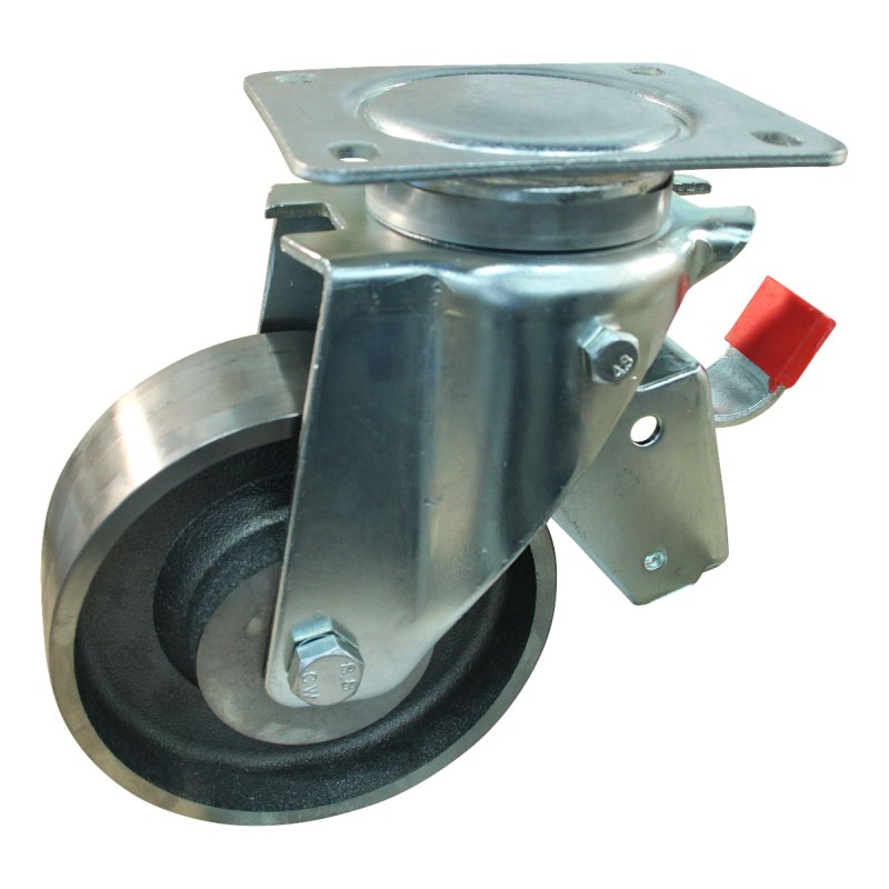 roulette pivotante avec frein 200mm serie 45 ᠆ 14 montage de la plaque palier lisse