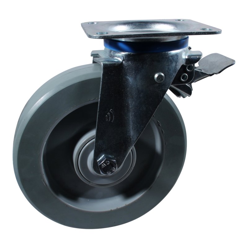roulette pivotante avec frein 200mm série 14 ᠆ 12 plaatbevestiging met uitsparing richtingvastzetter roulement à billes