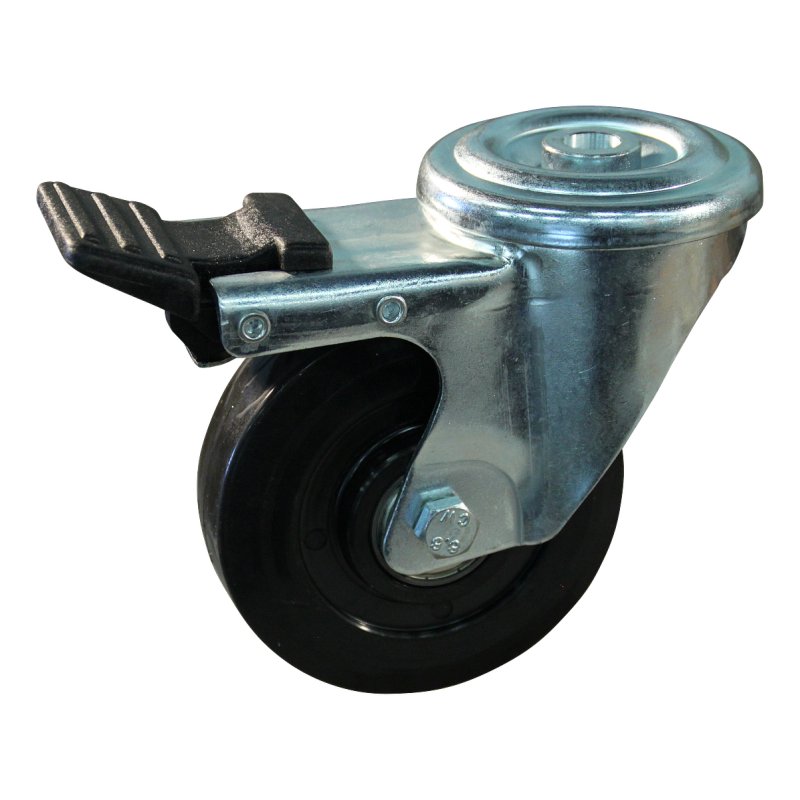 roulette pivotante avec frein 100mm série 16 ᠆ 09 trou pour boulon palier lisse