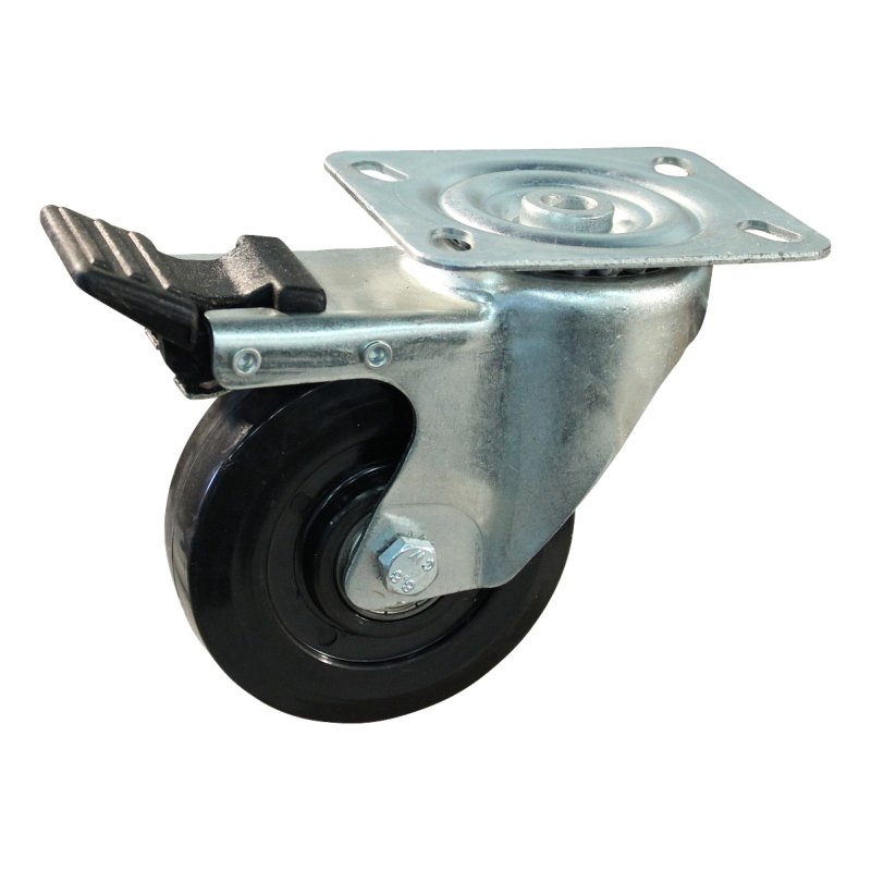 roulette pivotante avec frein 100mm série 16 ᠆ 09 montage de la plaque palier lisse
