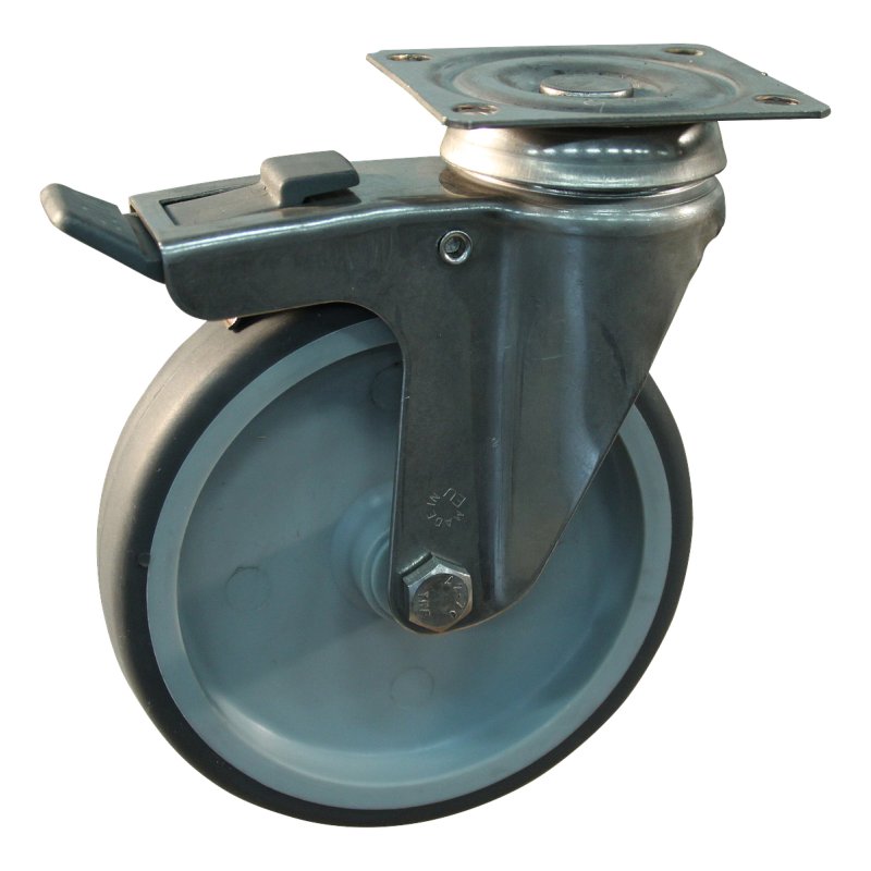 roulette pivotante avec frein 50mm serie 68 ᠆ 37 montage de la plaque palier lisse