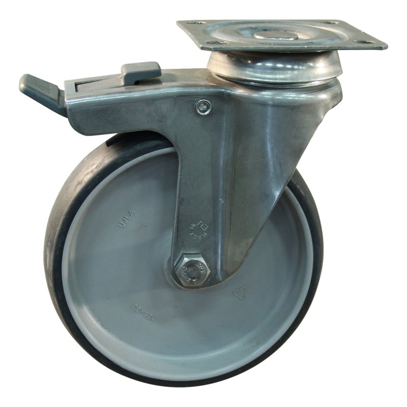 roulette pivotante avec frein 100mm serie 66 ᠆ 37 montage de la plaque palier lisse