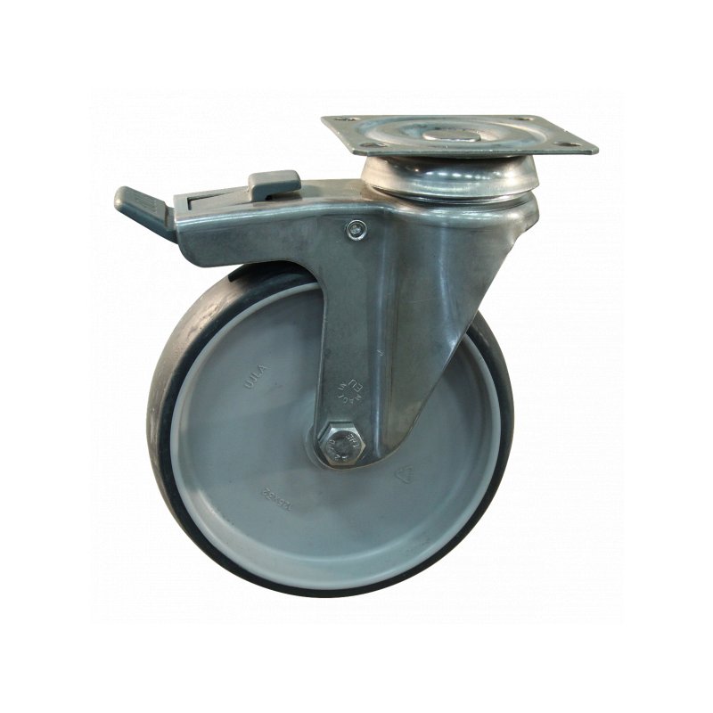 roulette pivotante avec frein 125mm serie 66 ᠆ 37 montage de la plaque palier lisse
